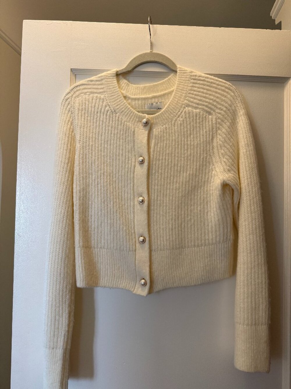 Abercrombie & Fitch Pearl Button Cardigan Natural Cream Size S